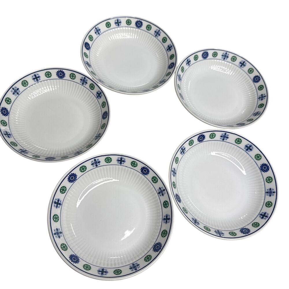 Vintage Amcrest Potomac Berry Bowl Green and Blue Design 5pc Set #024‎